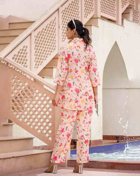 Women Floral Print Tunic & Trousers Set