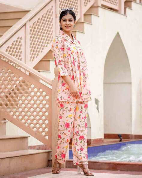 Women Floral Print Tunic & Trousers Set